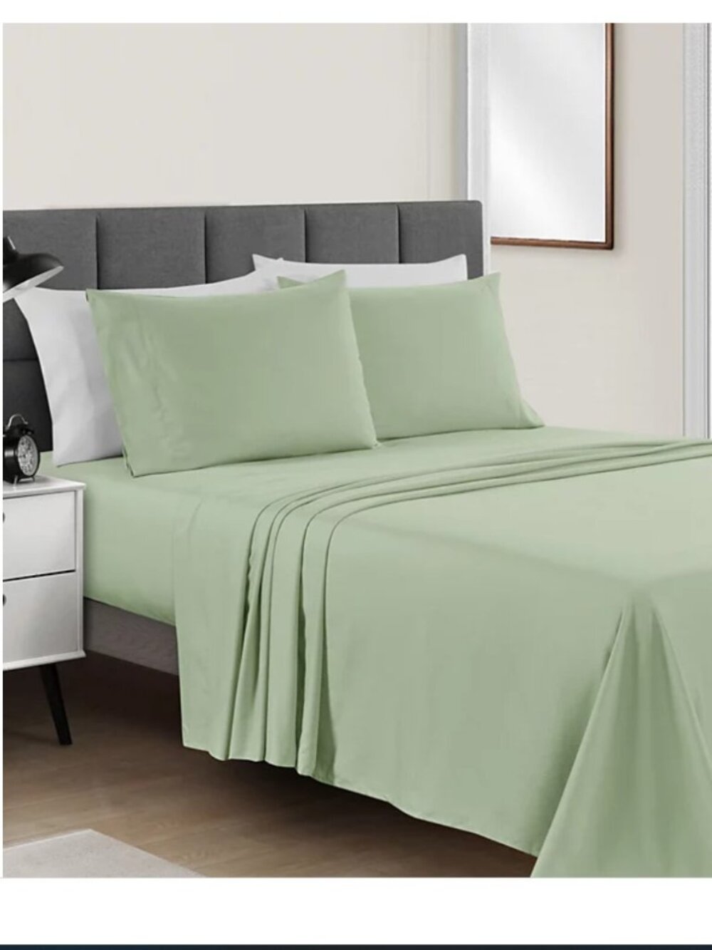 Threshold 100% Cotton Light Green Flat and Fitted Sheets -Twin